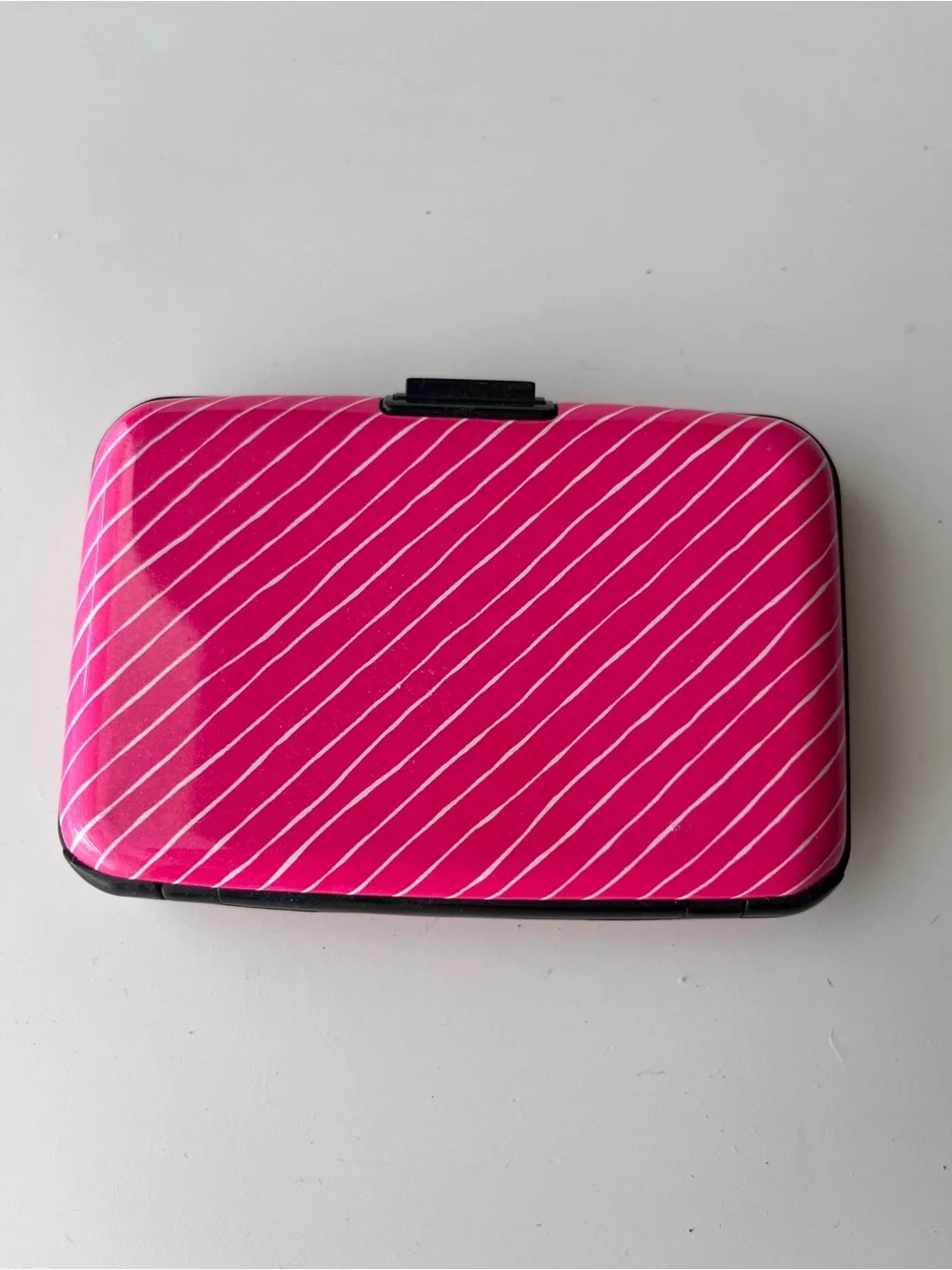 Pink Diagonal Stripe Card Case